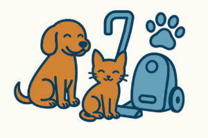 Automatischer Saugroboter mit Haustieren Hunden und Katzen für Tierhaare